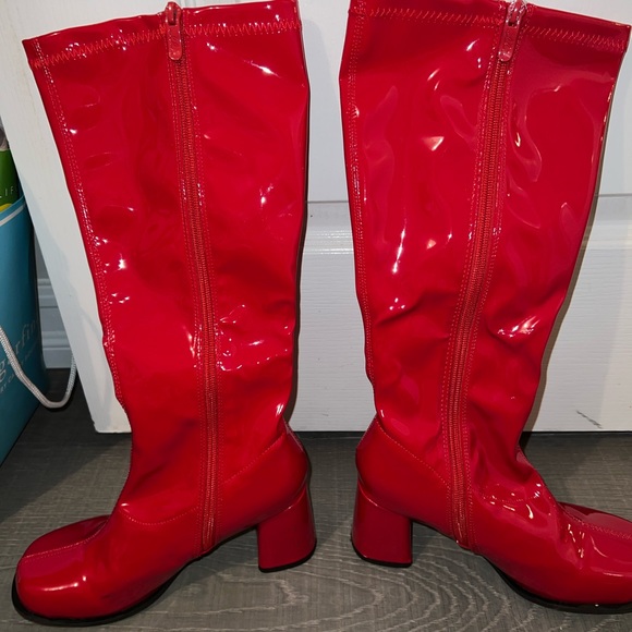 Ellie Brand Red Vinyl GoGo Boots Size 7 - Picture 5 of 14